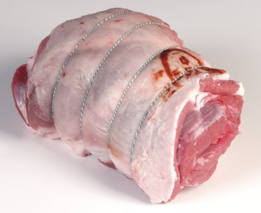 Half a raw rolled shoulder of hogget