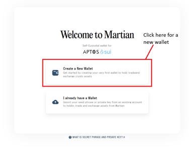 Aptos sui martian create a new wallet