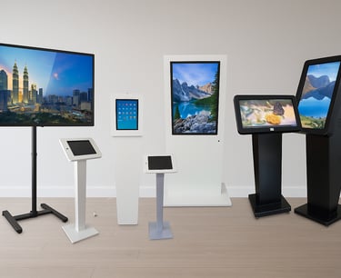Equipamentos Publigames. Totens, Tablets e TVs