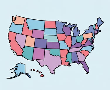 United States physician dispensing state regulations map.