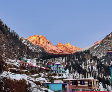 a mountain scene with a mountain range in the background