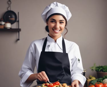 A woman standing in a hallway with her arms crossed