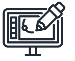 drawings on computer screen with drawling tool icon
