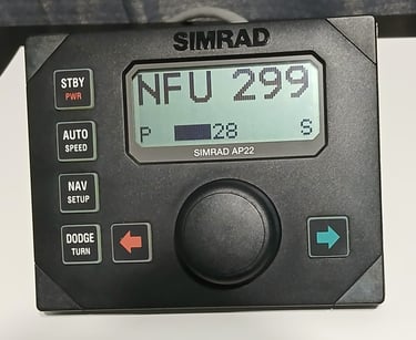 a simrad ap22 or ap20 auto pilot that is  being tested 