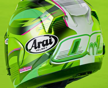 Helmet design SP Tadao green with eye graphic