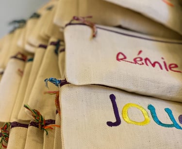Handmade Pouch with embroidery personalization
