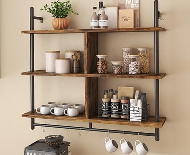 3 Tier Floating Pipe Shelving
