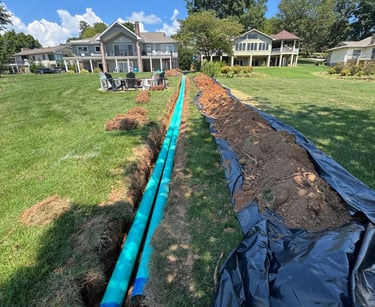 drainage pipe in a trench