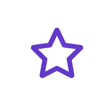 Purple outline of a five-point star icon representing ratings and favorites.