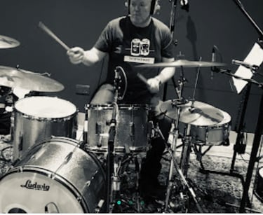 Steve recording drum kit in Abbey Road studio 2
