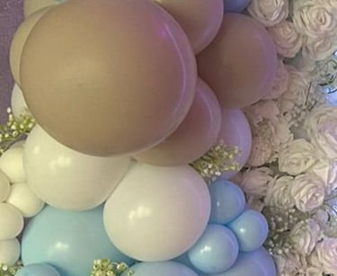 Elephant themed baby shower balloon backdrop in Liverpool