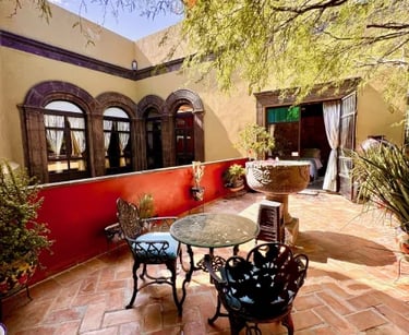 cozy private terrace with fountain in san miguel de allende