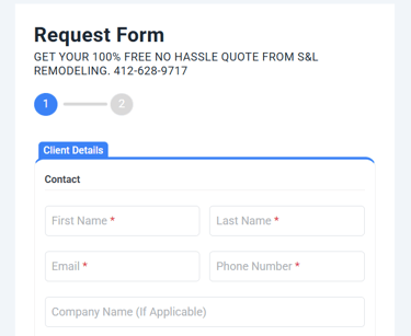 S&L Remodeling Contact Form