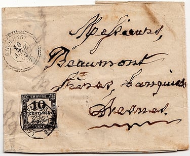 1860: Lettre postée au bureau de Distribution d'ETROEUNGT pour AVESNES (bureau de Direction).