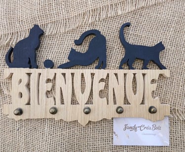 plaque artisanale en bois bienvenue