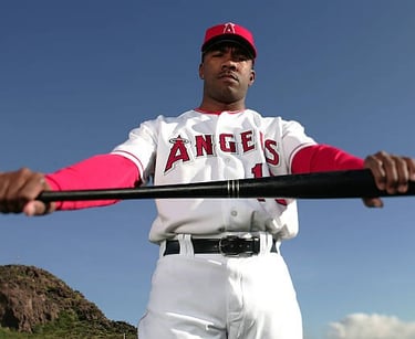 Garrett Anderson of the L.A. Angels poses during Spring Training at Tempe Diablo Stadium on 2.24.05 in Tempe, Arizona