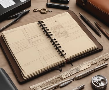 High-quality travel backpack and accessories laid out on a wooden table