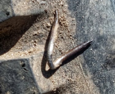motorbike whell with nail punction