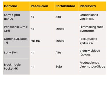 mejores camaras para filmmakers y creacion de contenido