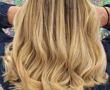 a woman with blonde hair