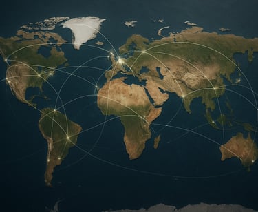 Map of the world showing that lessons can be taken online from any location