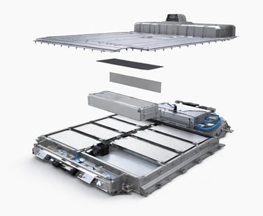 Bateria de carro elétrico Renault Megane E-Tech em estrutura interna