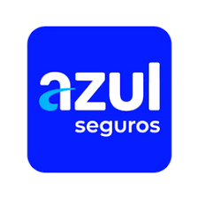 Azul Seguros logo featuring white and light blue text on a square dark blue background.
