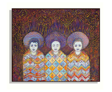 LOS TRES SANTITOS | Obra de Arte Contemporáneo Neo-Crotálico del artista mexicano Javier Lopez Pastrana