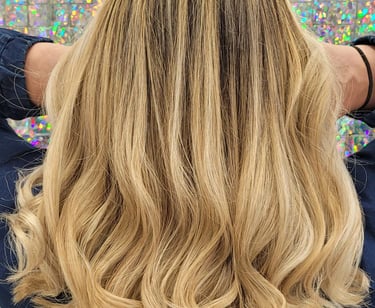 a woman with blonde hair 