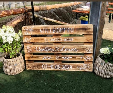Holz beschriften zur Hochzeit