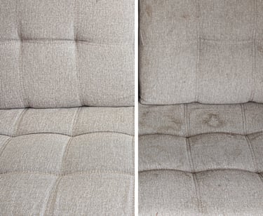 Dirty and clean upholstery 