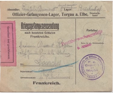 Kriegsgefangenensendung Postüberwachungsstelle 6. Armee