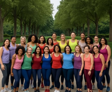 mulheres com roupas de atividade física abraçadas
