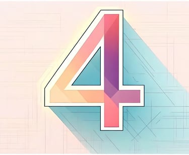 a number four with a colorful background