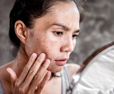 woman with skin pigmentation on cheek