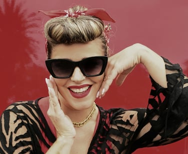 Woman posing with retro, vintage eyewear