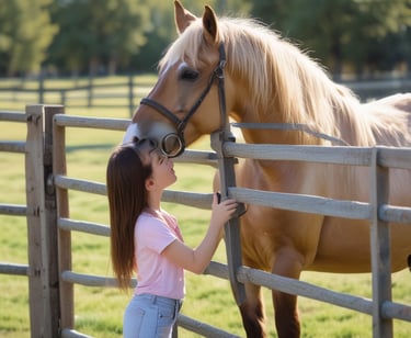 girl kissing horse