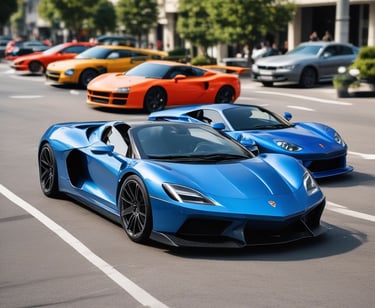 a couple of cars parked next to each other on a street