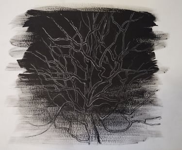 This picture relates to the previous drawing and is made with ink and watercolor on paper