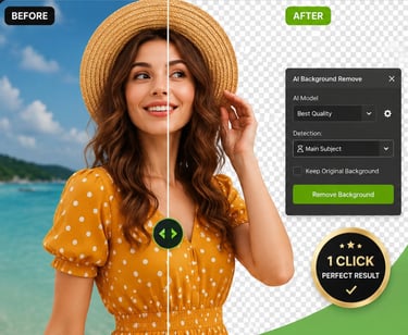 Before and After AI Remove Background in CorelDRAW