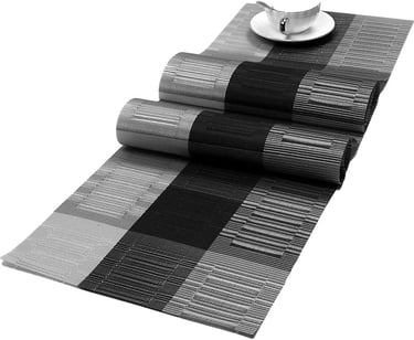Black and Gray Industrial Table Runner for Dining Room