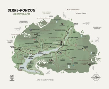 Carte géographique Serre-Ponçon Hautes-Alpes
