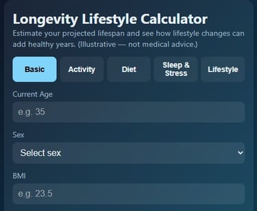 Longevity lifestyle calculator