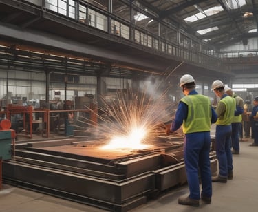 Technicians installing sleek glass and metal cladding on a high-rise building exterior.