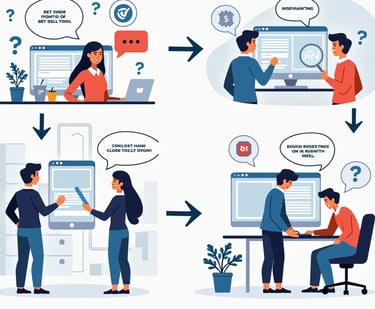 a man and woman working on a computer