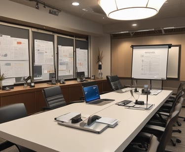 five person standing while talking each other