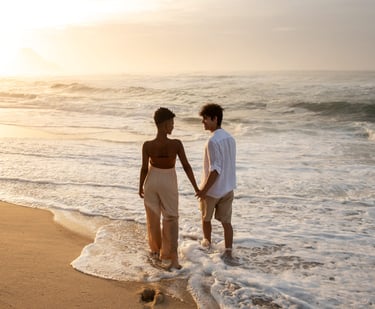 Sydney beach: sugar mommy holding hands with her baby.
