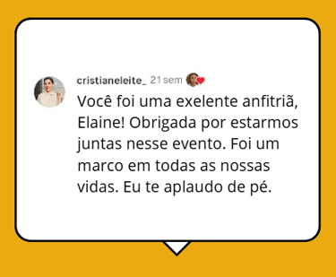 Exemplo de sucesso e presença de palco de Elaine Rodrigues.