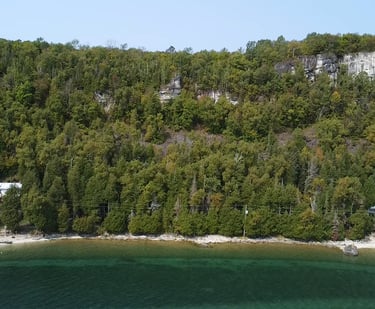 Drone footage of a cliff on Georgian Bay, taken while conducting a natural heritage evaluation.