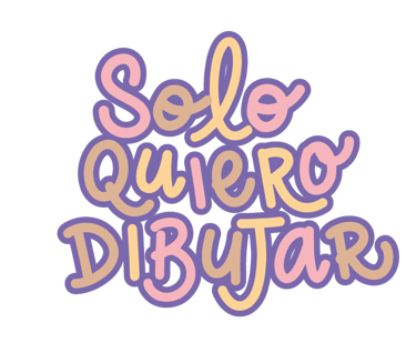 una frase textual colorida que dice: solo quiero dibujar